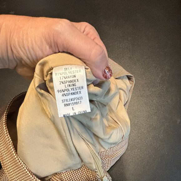 Altar’d State Brown Houndstooth Flare Dress Pants Lined Size L Women’s - Picture 10 of 10